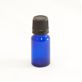 Bottle 10 ml Glass Cobalt Blue 18mm with Black Cap - Tamper Evident Seal Dropper Insert